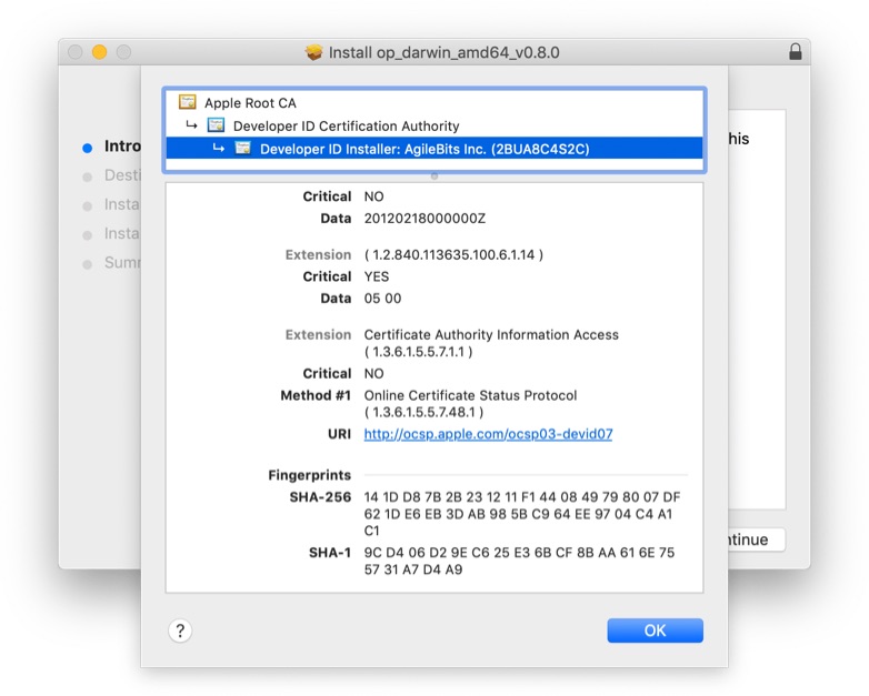 Verify Mac Package fingerprint