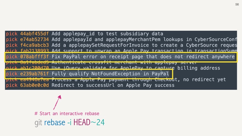 git rebase -i HEAD~25 slide 56